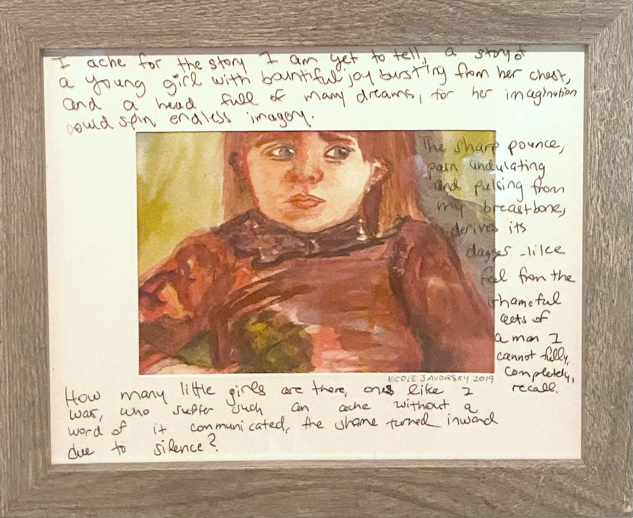 portrait and text-based artwork by Nicole Javorsky