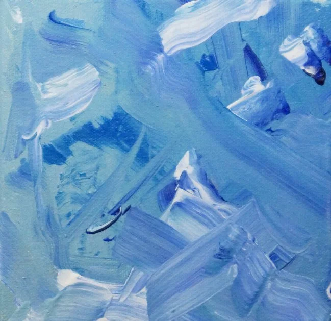 blue abstract square painting by Nicole Javorsky