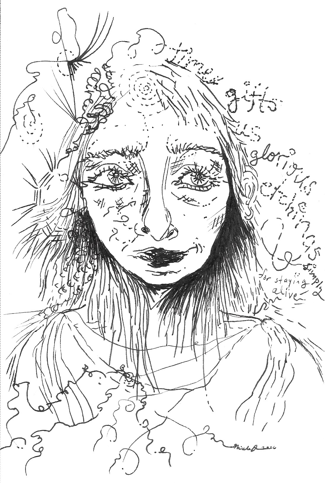 black and white drawing by Nicole Javorsky