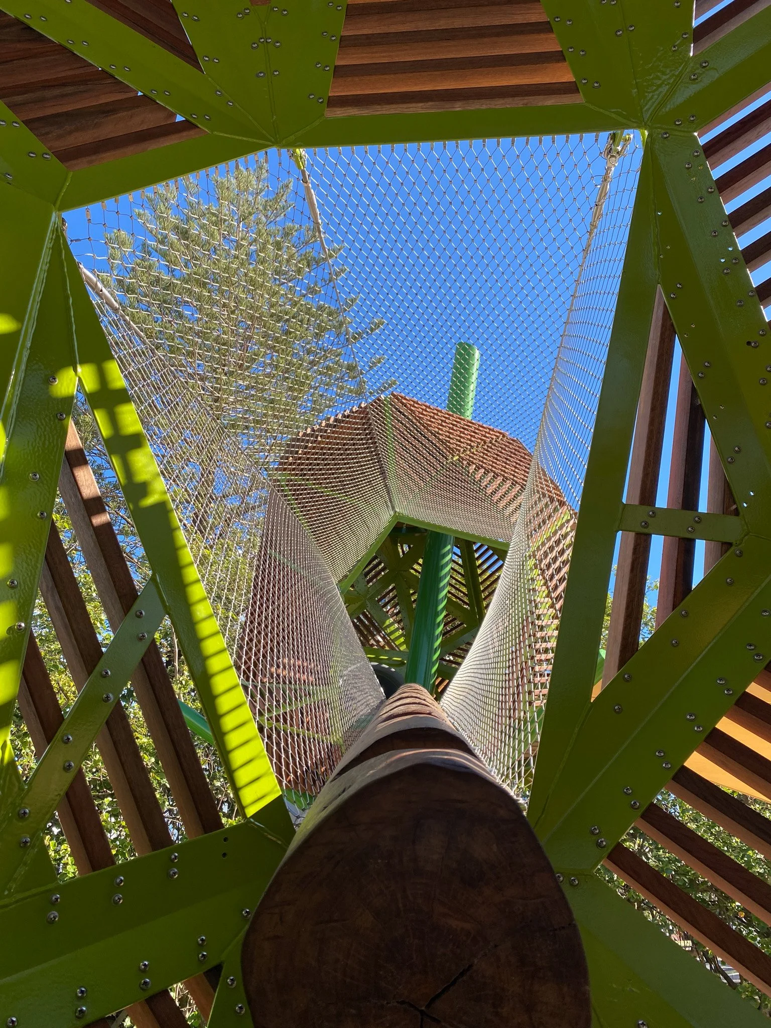 Flexi-mesh barriers installed by Bespoke Wire & Rope for Mooloolaba Foreshore Playground in QLD with Murphy Builders, Forge, AECOM, and Bark Architects.