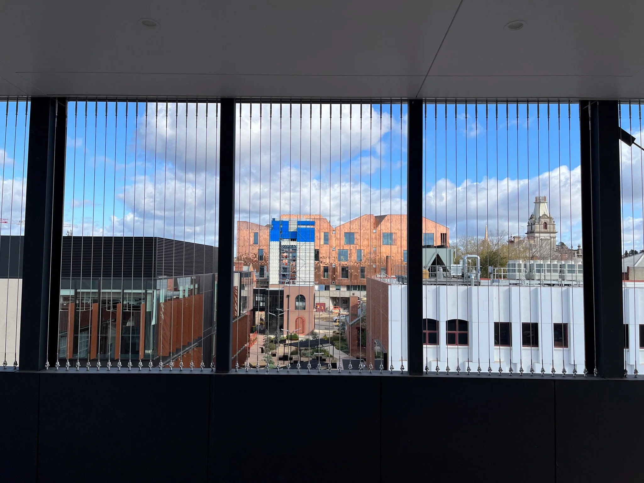 Vertical stainless steel cable balustrades installed by Bespoke Wire & Rope at Bendigo TAFE, Bendigo VIC with Kane Nicholson JV and Architectus.