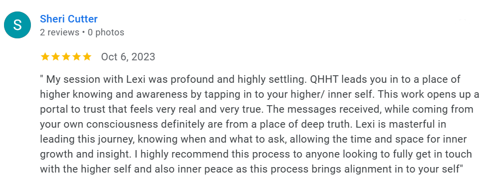 Sheri Cutter QHHT Results from Alexis Karamanova