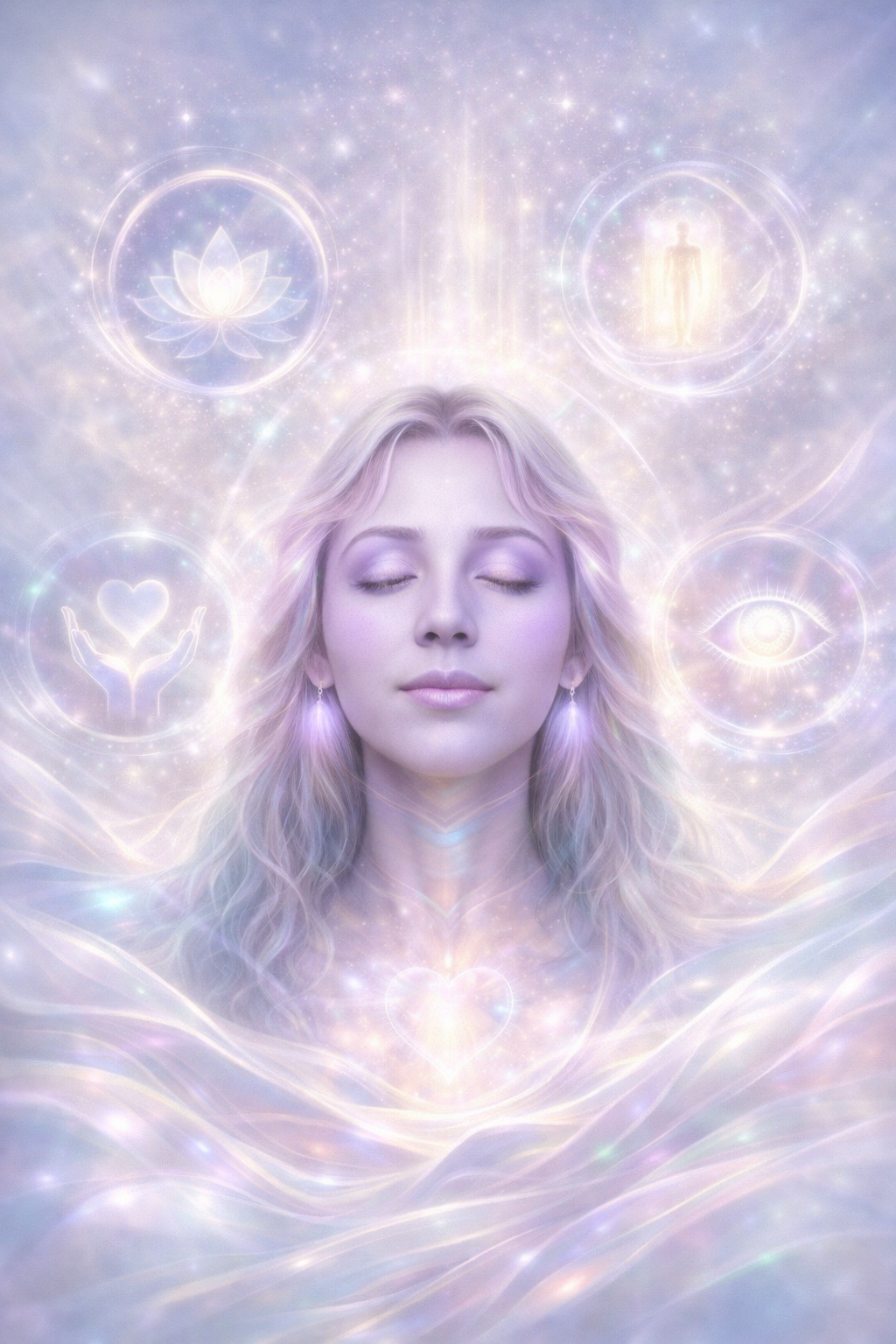 Ethereal imagery representing the benefits of QHHT including clarity, emotional healing, and inner alignment