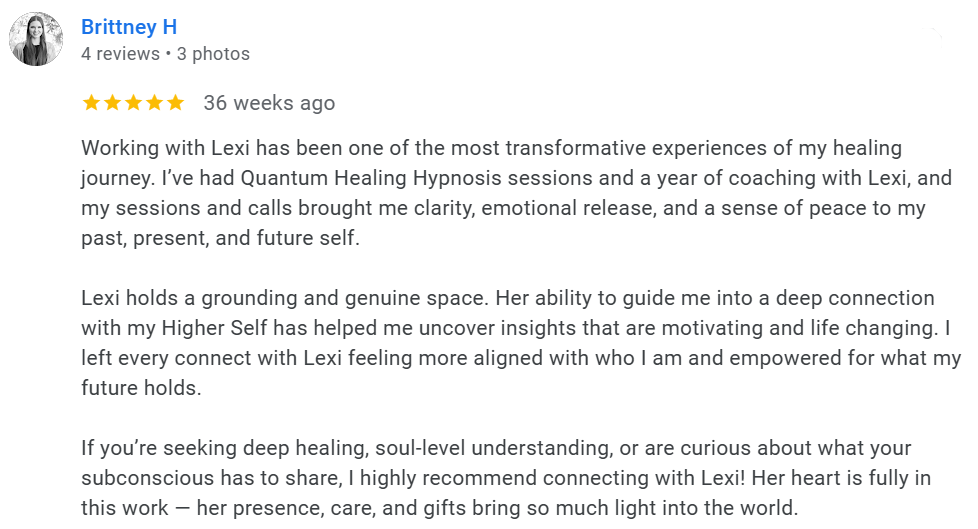 Brittney QHHT Results from Alexis Karamanova