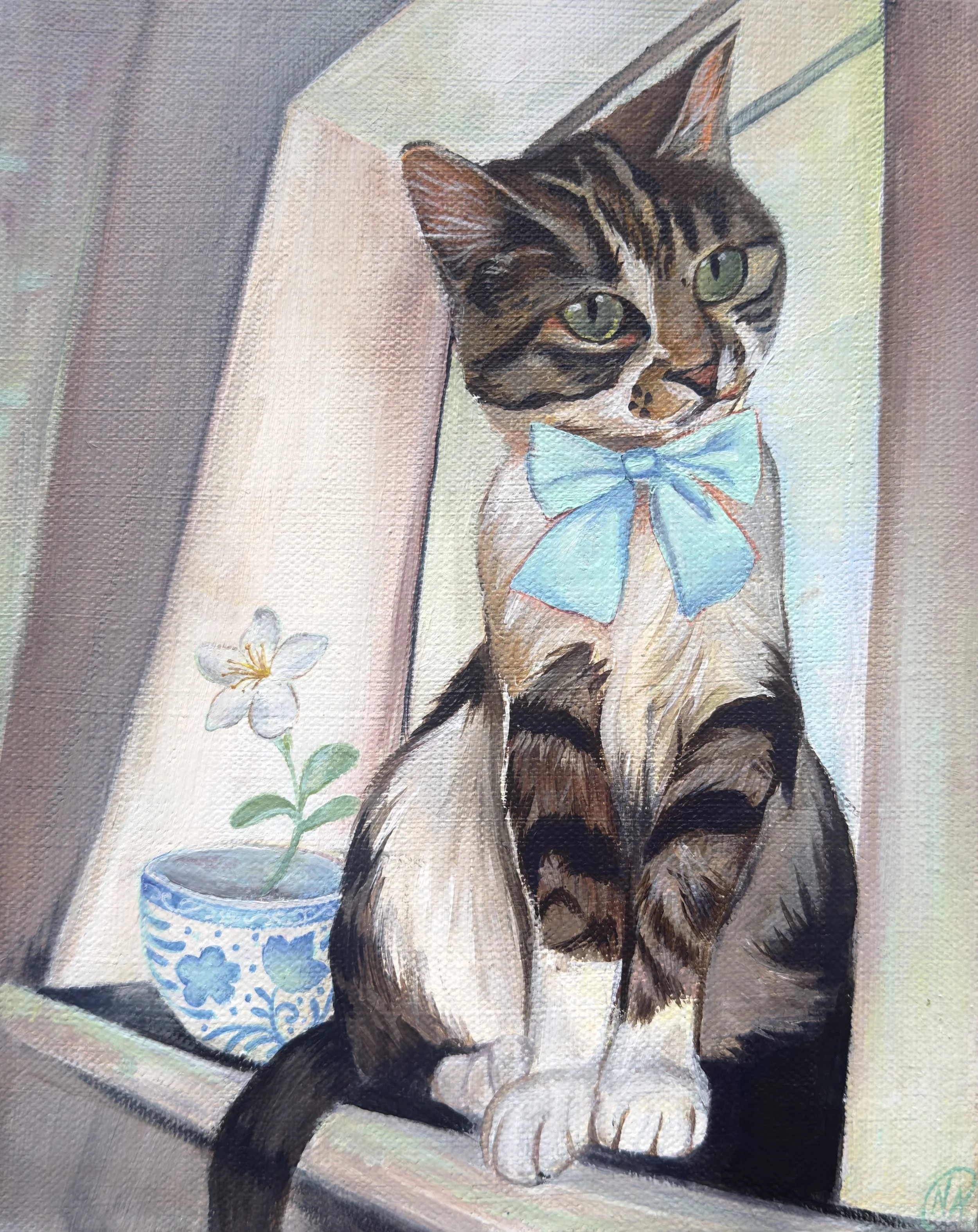 "Tea Cat" Acrylic 8x10