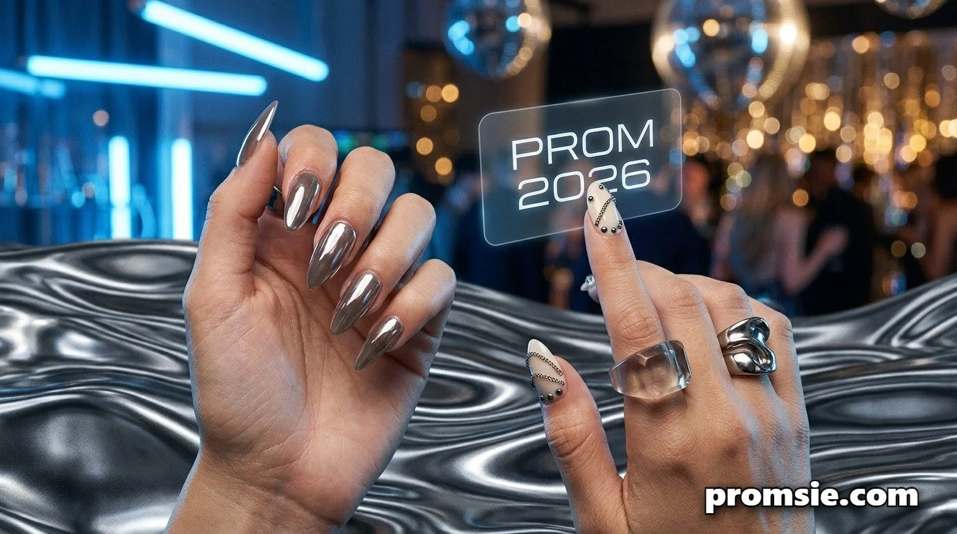 Tactical Almonds &amp; Cloud Dancer: The Hottest 2026 Prom Nail Trends