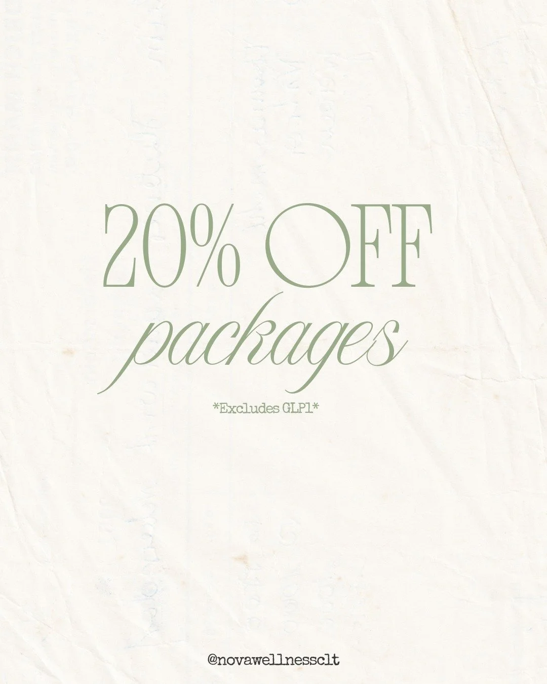 YOU READ THAT RIGHT ✨

Your wellness era starts now &mdash; enjoy 20% OFF packages for a limited time only. From recovery and aesthetics to IV therapy and wellness treatments, there&rsquo;s never been a better time to invest in feeling your best.

Re