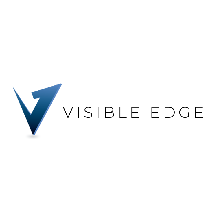 Logo with a blue checkmark next to the words 'VISIBLE EDGE' in black text.