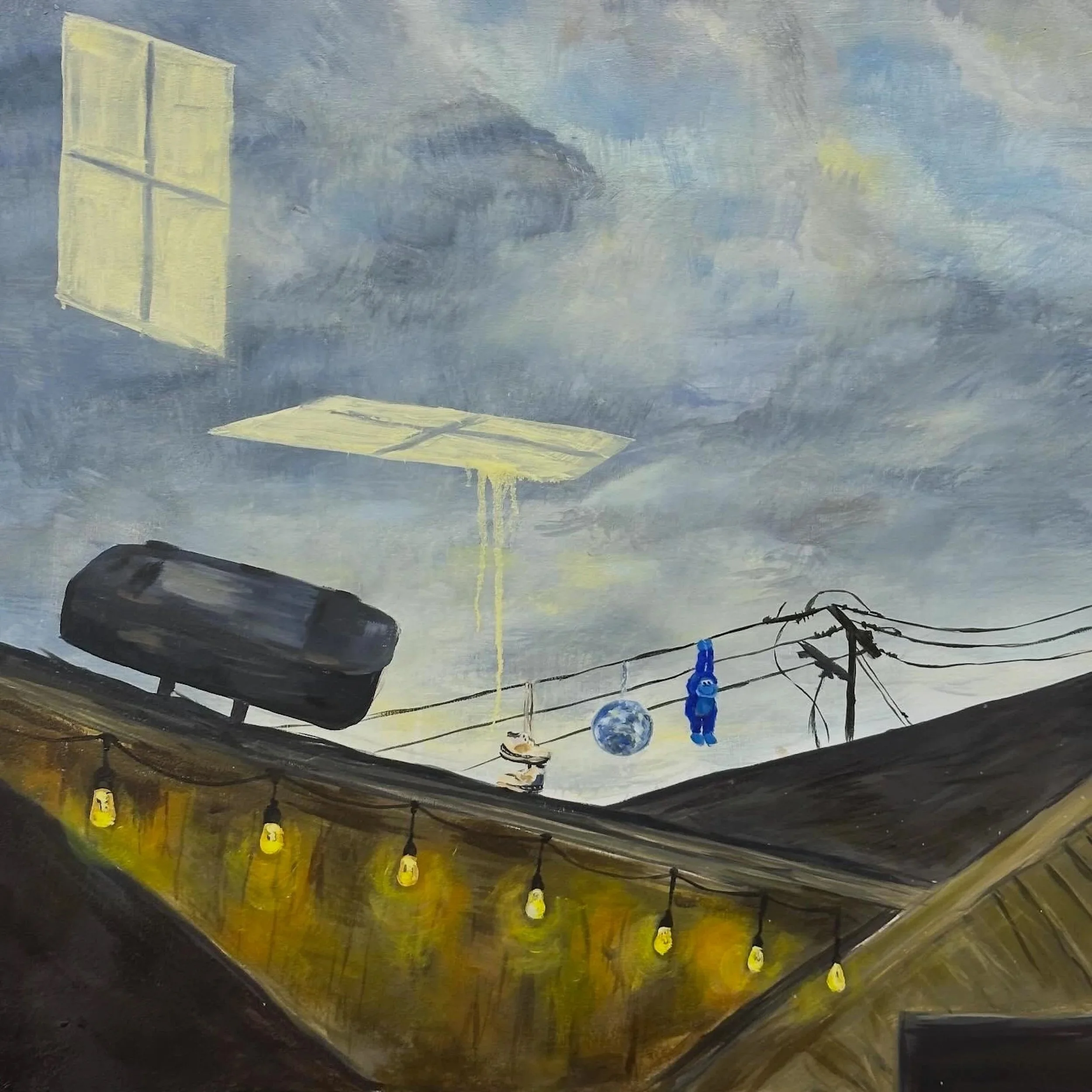 "A Year From Now We'll All be Gone", 2025, Acrylic and oil on canvas over panel, 30x30