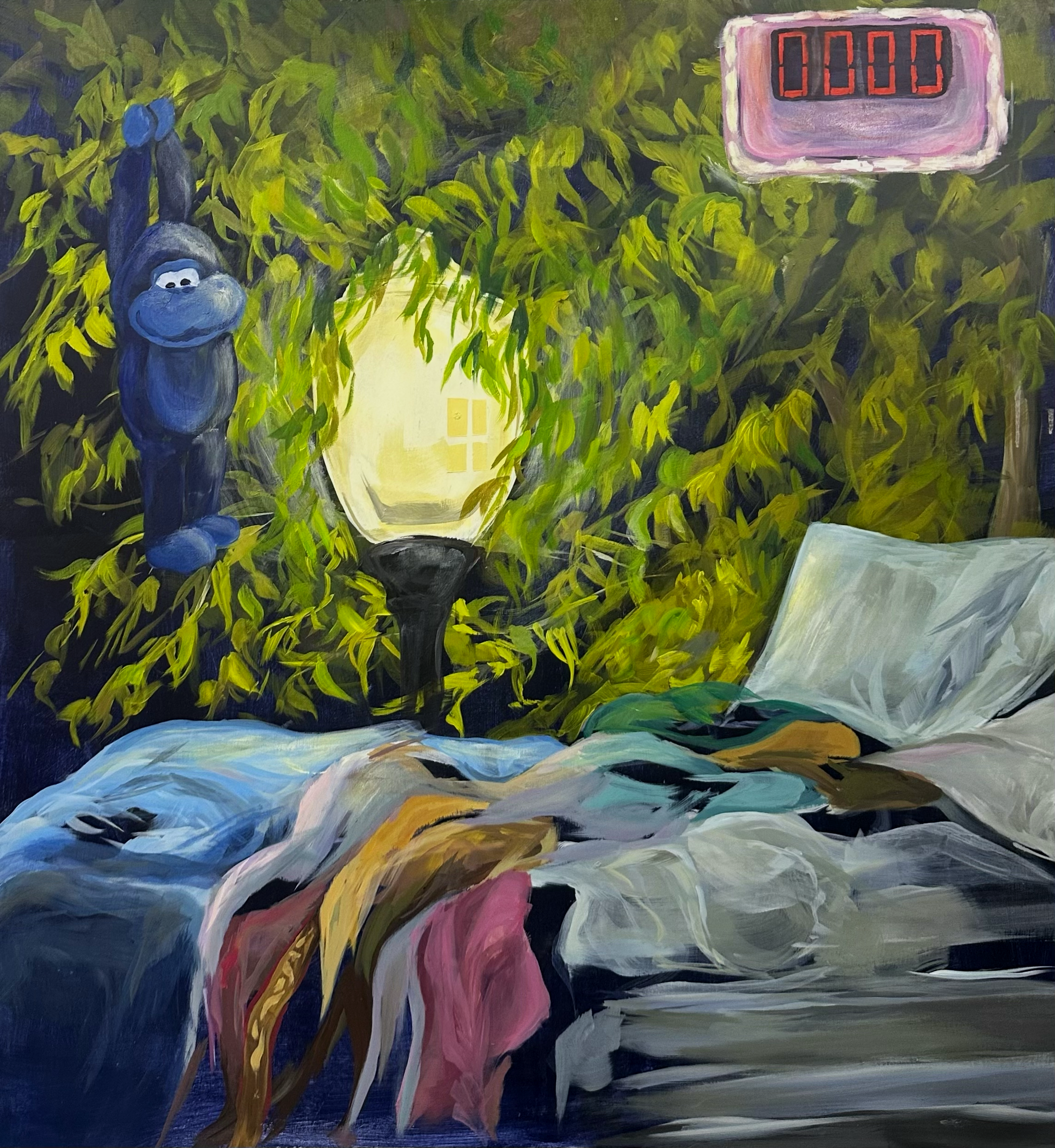 "11:59PM", 2025, Acrylic and Oil on panel, 30x30