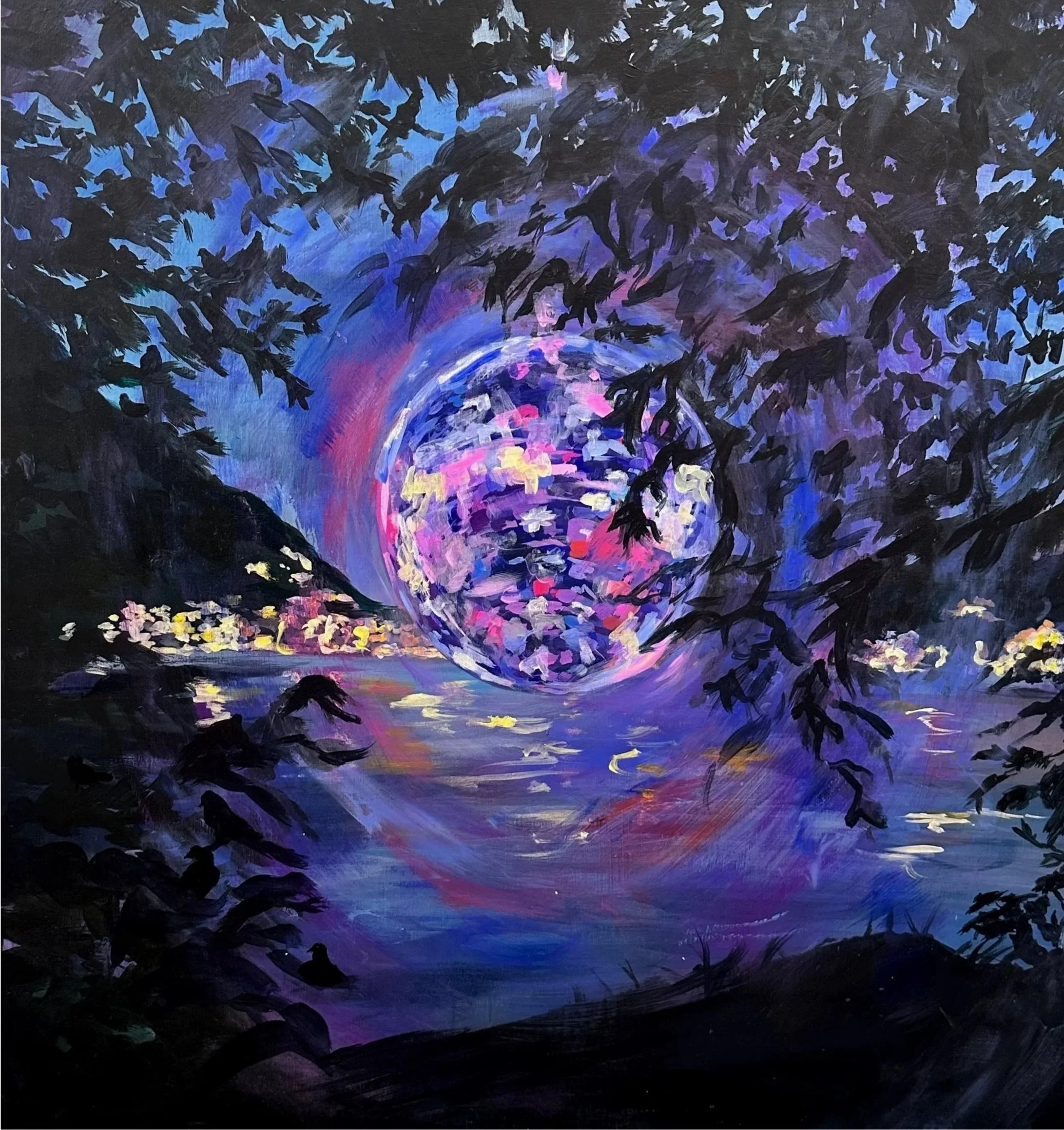 "Undefinable Longing Under the Lights", 2025, Acrylic on Panel, 30x30