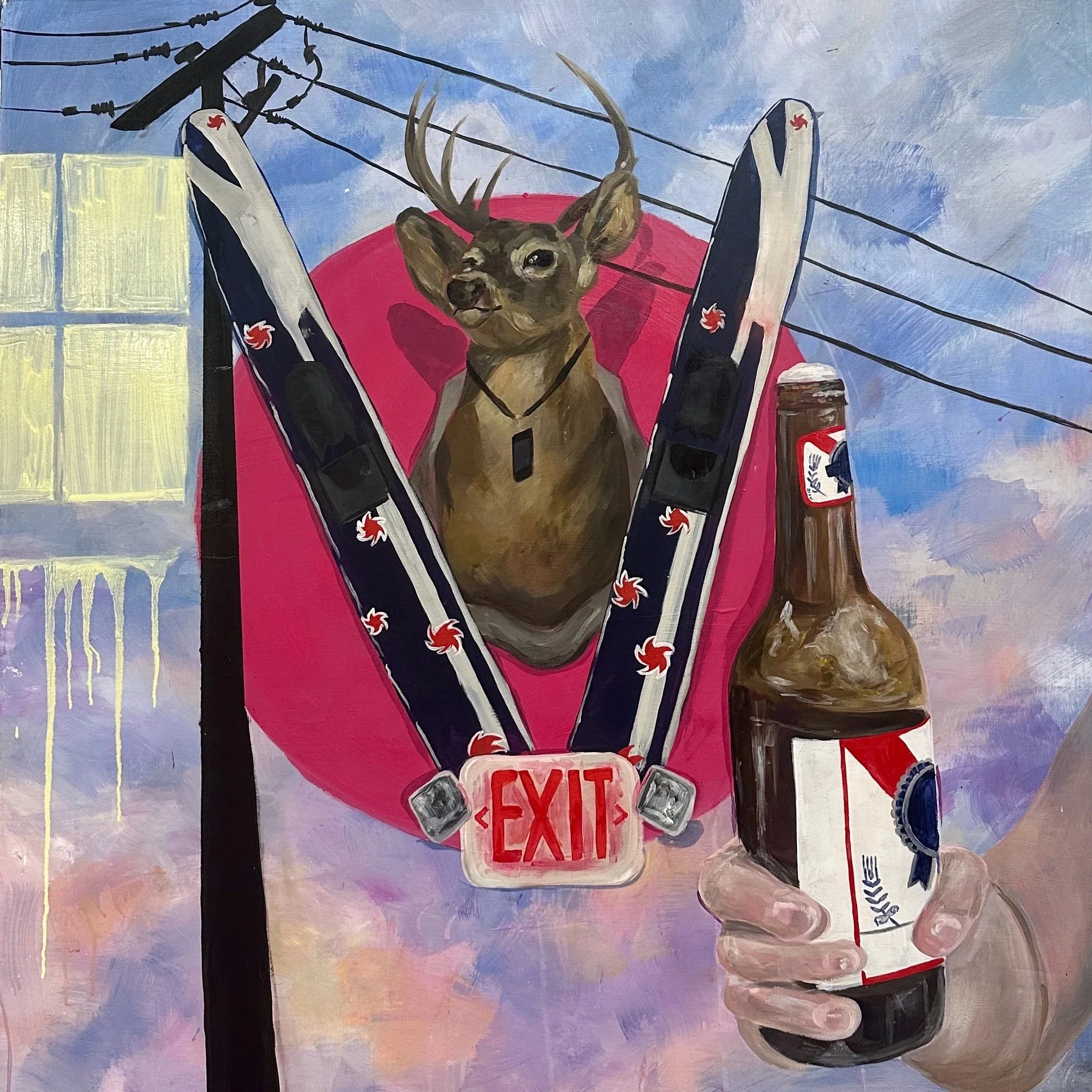 "Where Are Your Friends Tonight?", 2025, Acrylic and Oil on panel, 36x36