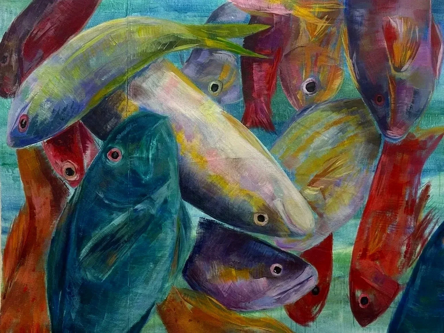 "Big Fish", 2025, Acrylic on unstretched canvas, 48x56