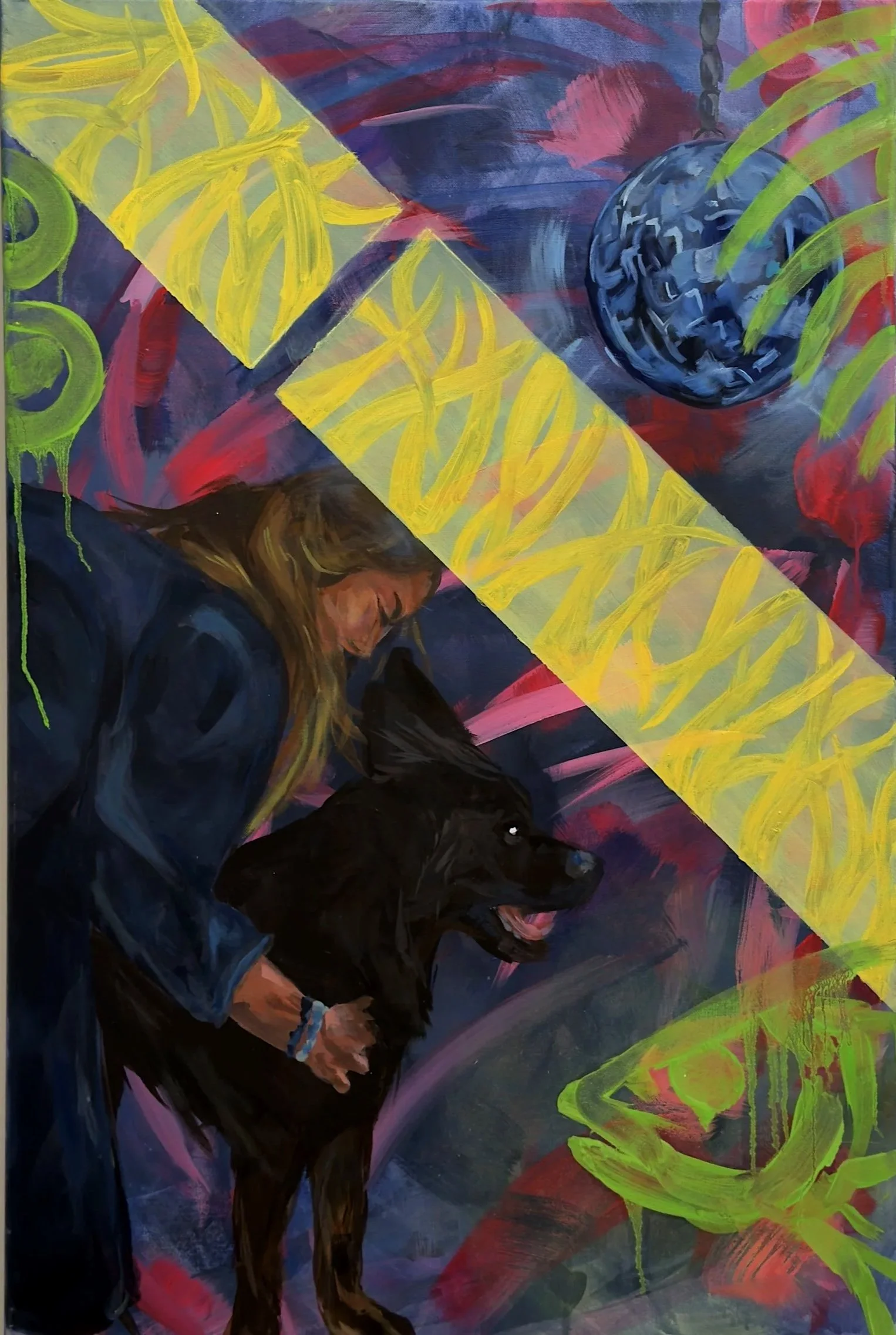 "Sometimes Late at Night I get Very Scared", 2026, Acrylic and oil on canvas, 24x36