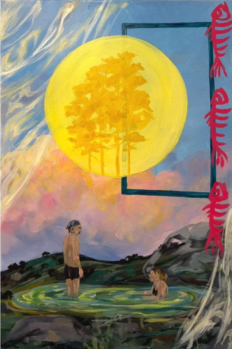 "Finding Meaning in Cold Water", 2026, Acrylic and oil on canvas, 20x30