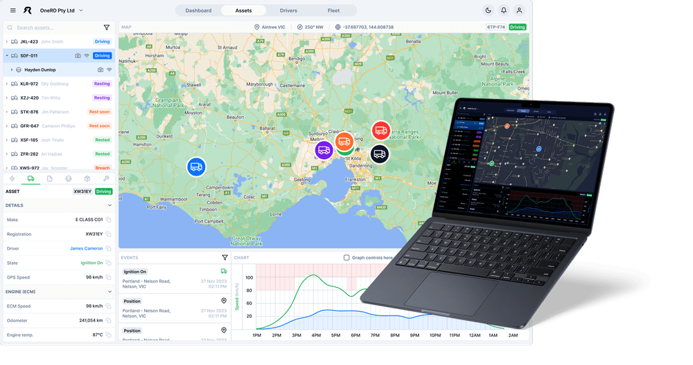 Fleet dashboard on laptop