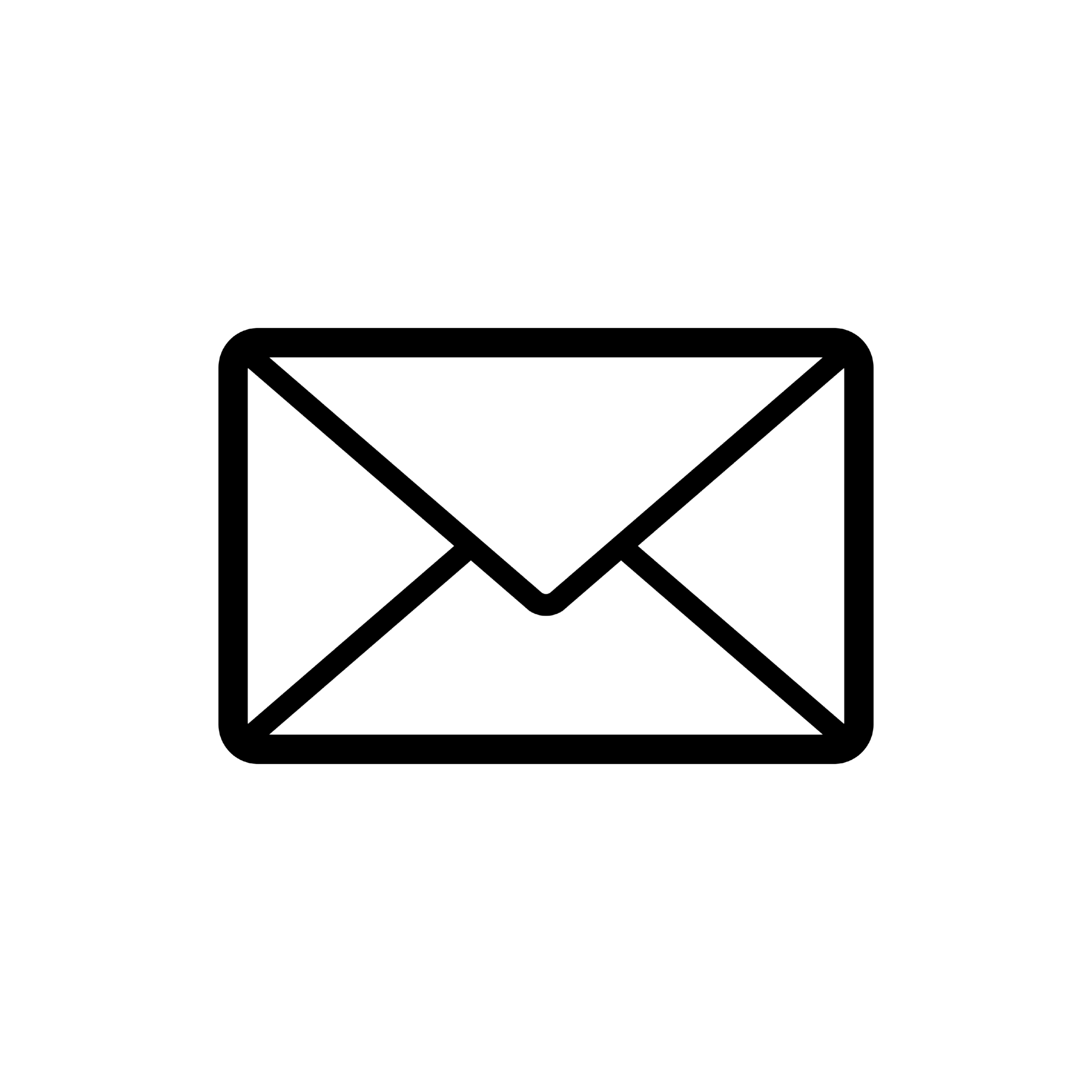 Outline of an envelope icon on a black background