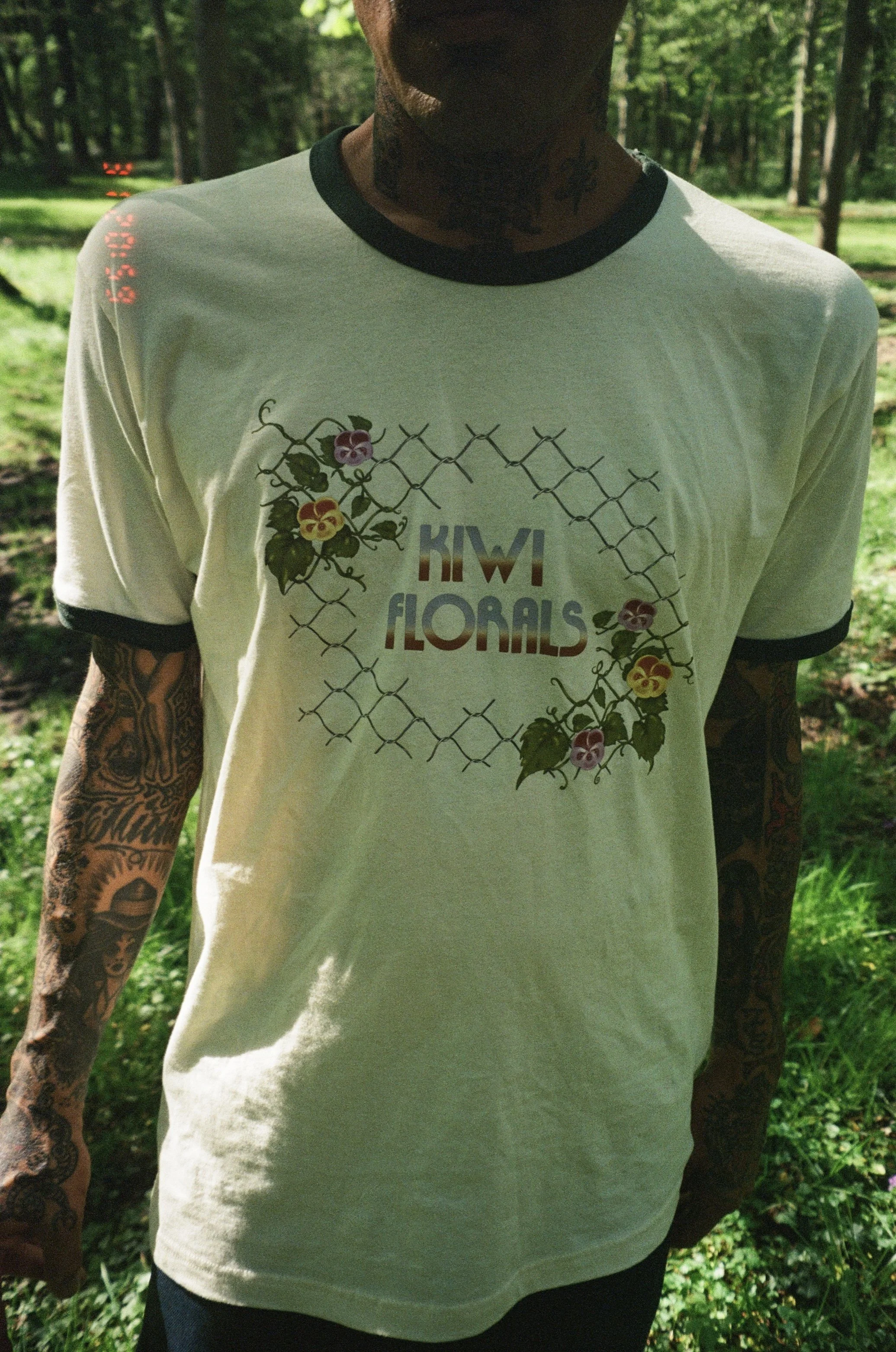 Kiwi Florals Ringer Tee