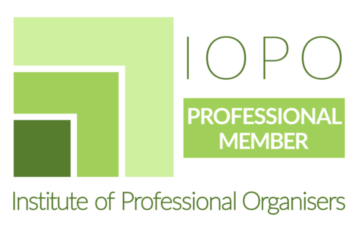Institute of Professional Organisers (IOPO) membership badge representing professional accreditation and trusted standards within Spaces by Kat.