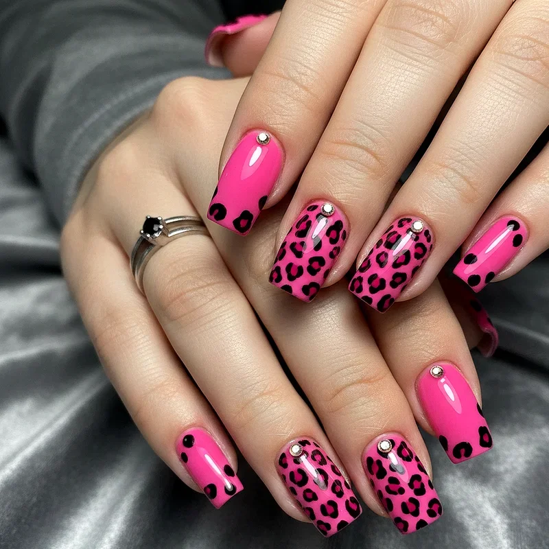 Hot Pink and Black Nail Ideas