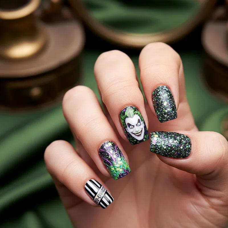 Beetlejuice Nail Ideas