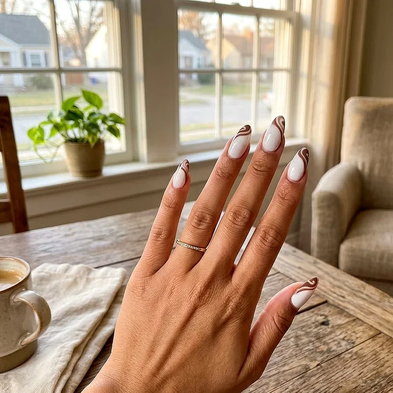 Brown and White Nail Ideas