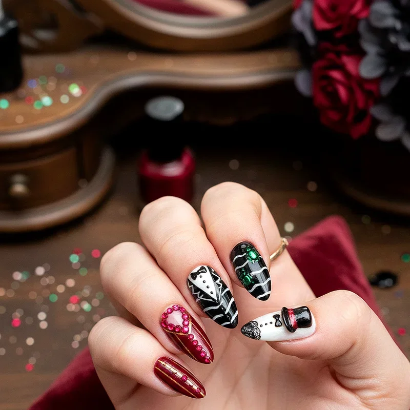 Beetlejuice Nail Ideas