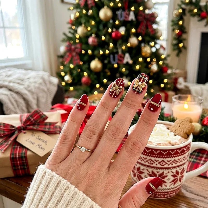 Preppy Christmas Nail Ideas
