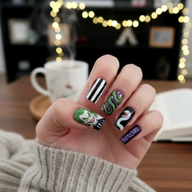 Beetlejuice Nail Ideas