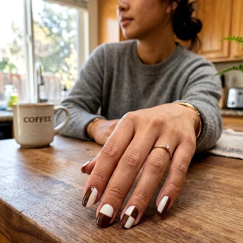 Brown and White Nail Ideas