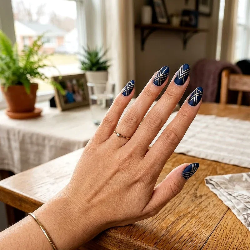 Navy Blue and Gold Nail Ideas