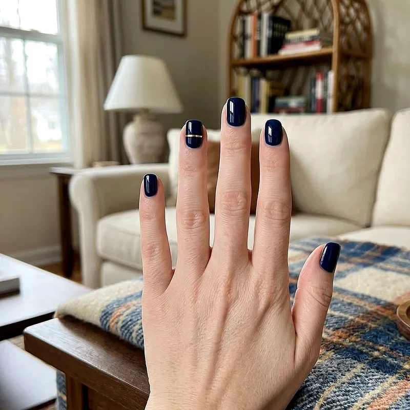 Navy Blue and Gold Nail Ideas