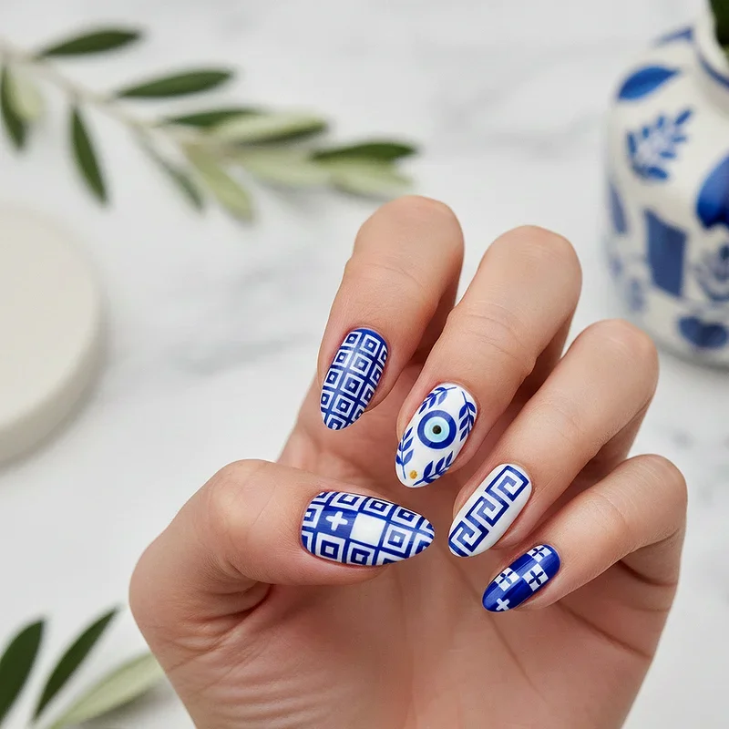 Blue and White Nail Ideas