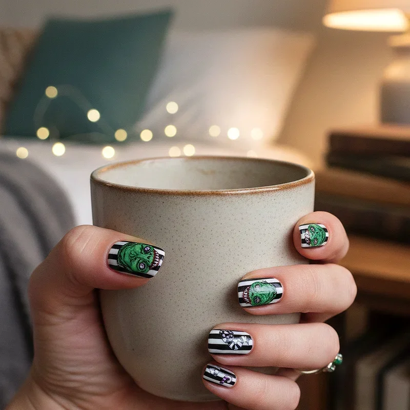Beetlejuice Nail Ideas