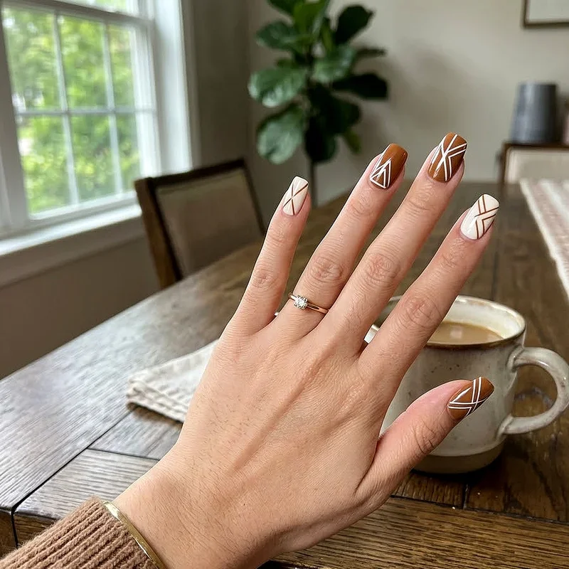 Brown and White Nail Ideas
