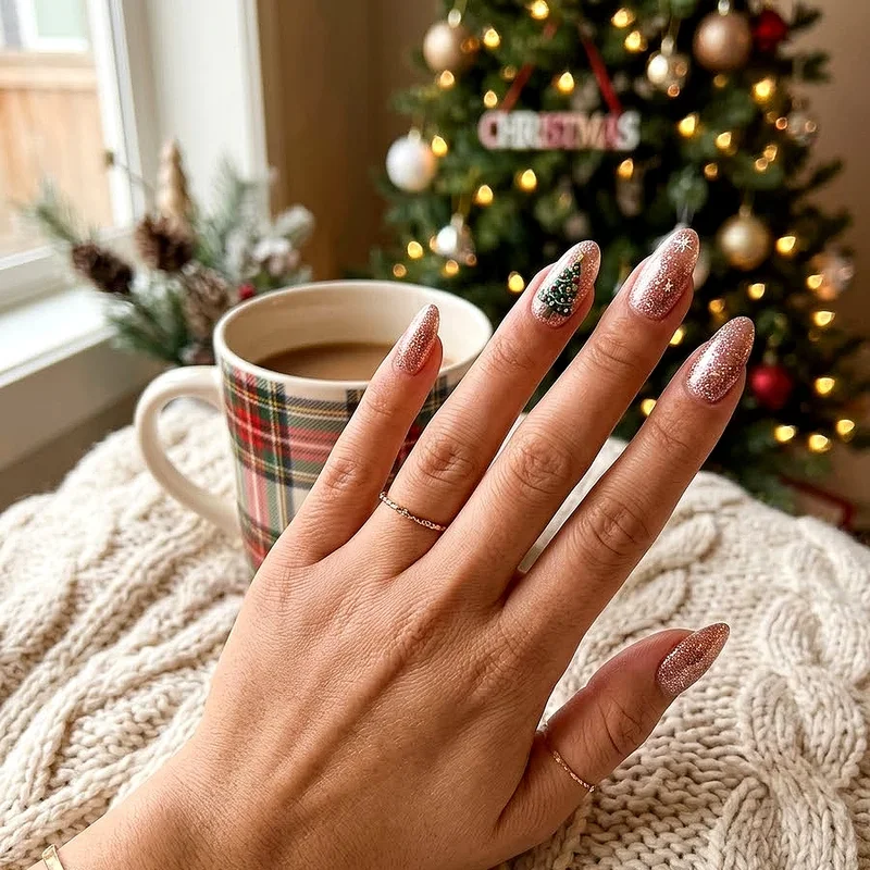 Almond Christmas Nail Ideas