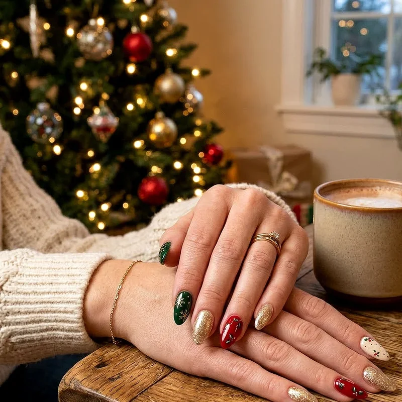 15 Almond Christmas Nail Ideas to Elevate Your Holiday Style