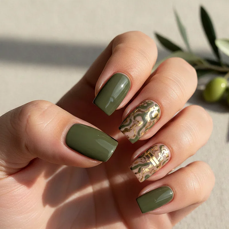 Olive Green Nail Ideas