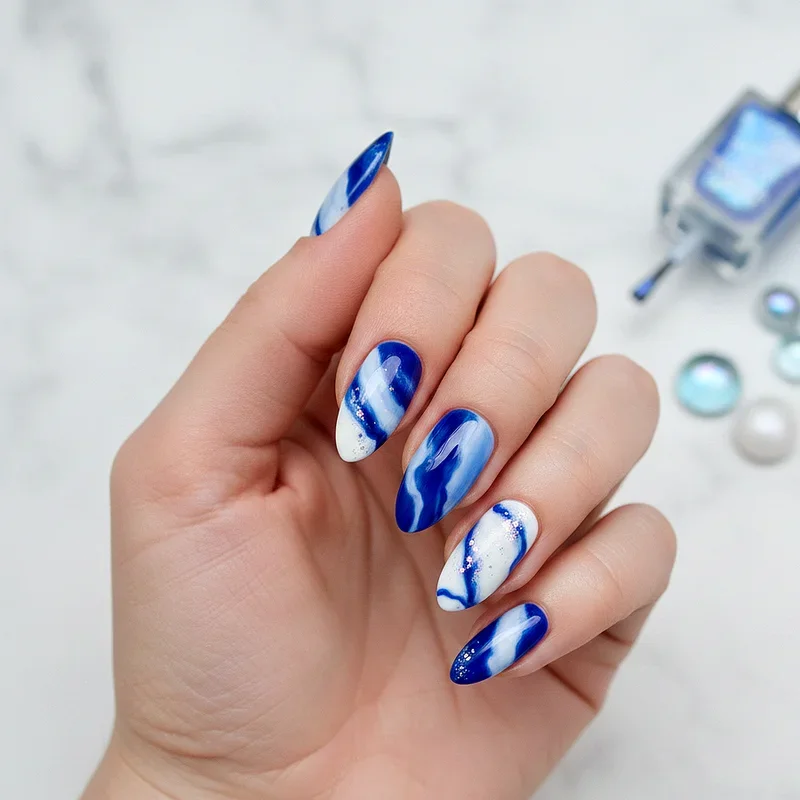 Blue and White Nail Ideas