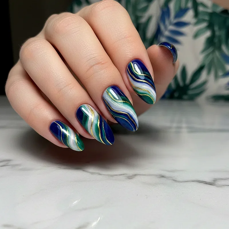 Blue and Green Nail Ideas