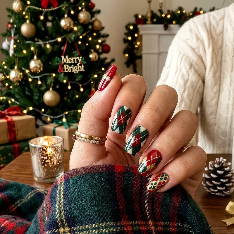 Preppy Christmas Nail Ideas