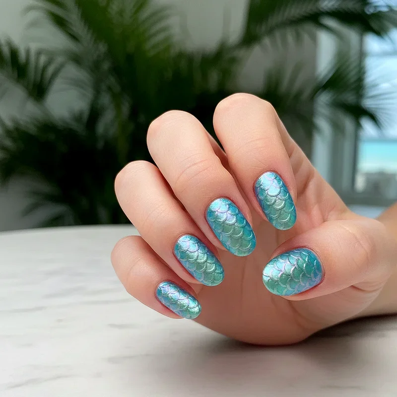 Blue and Green Nail Ideas