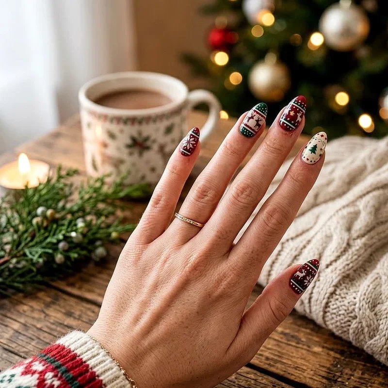 Preppy Christmas Nail Ideas