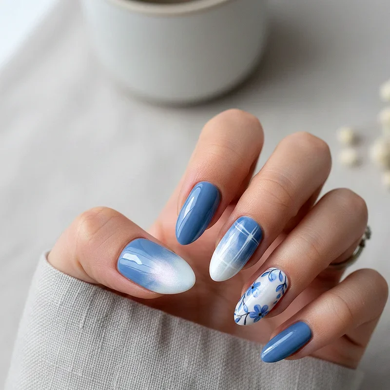 15 Blue and White Nail Ideas for a Chic Manicure