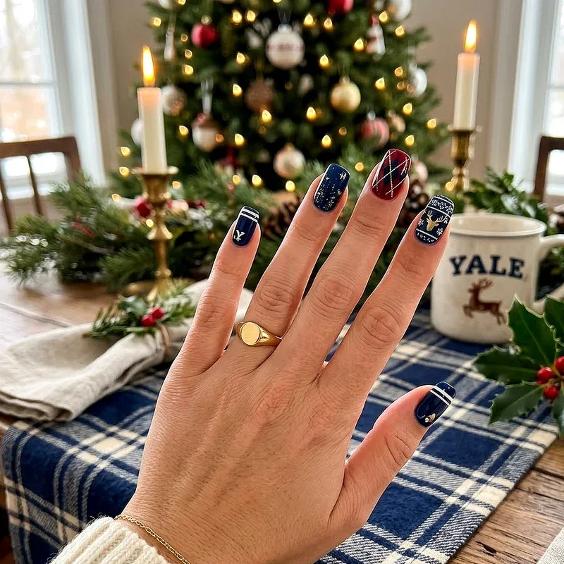 Preppy Christmas Nail Ideas