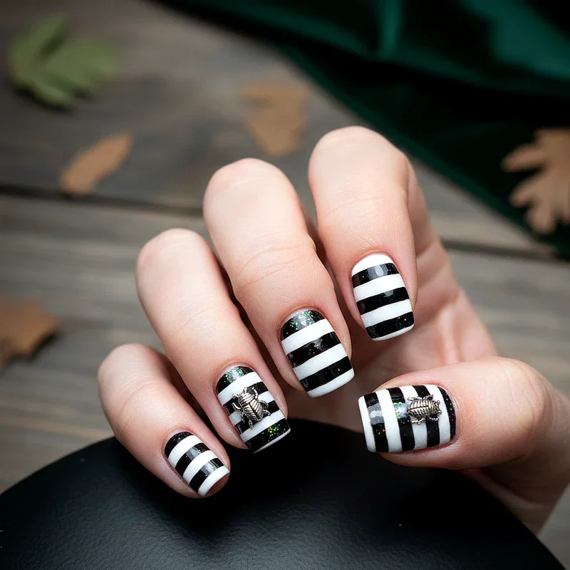 Beetlejuice Nail Ideas