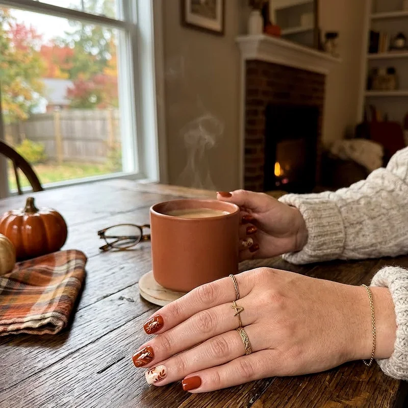 15 Short Square Fall Nail Ideas for Cozy Seasonal Looks