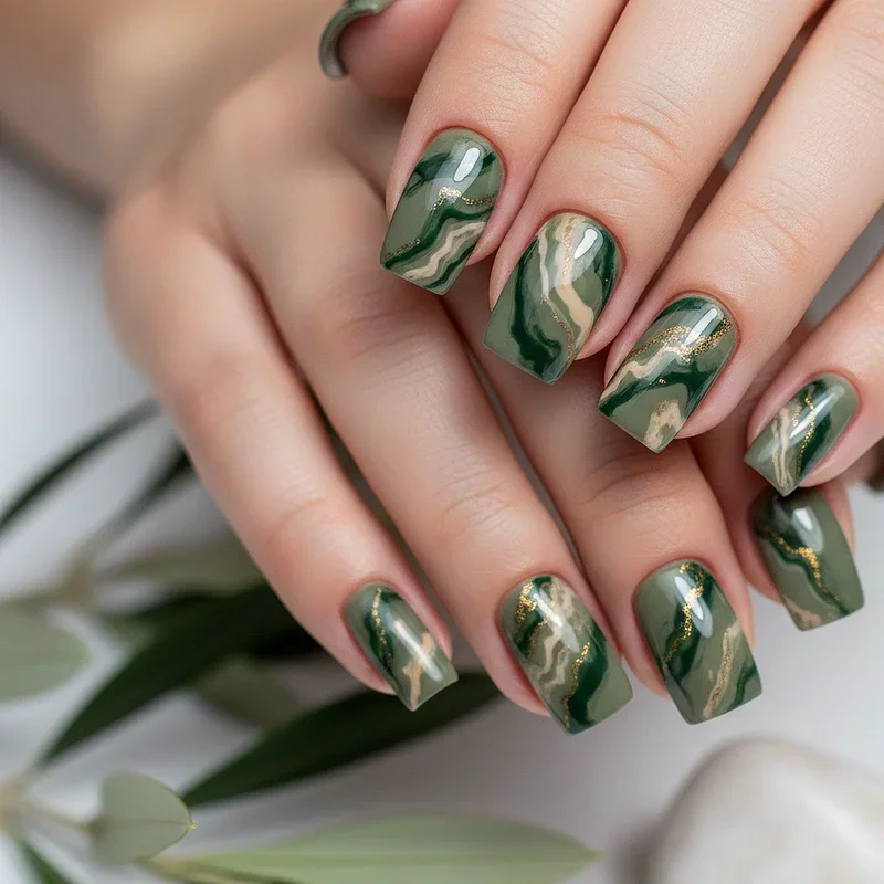 Olive Green Nail Ideas