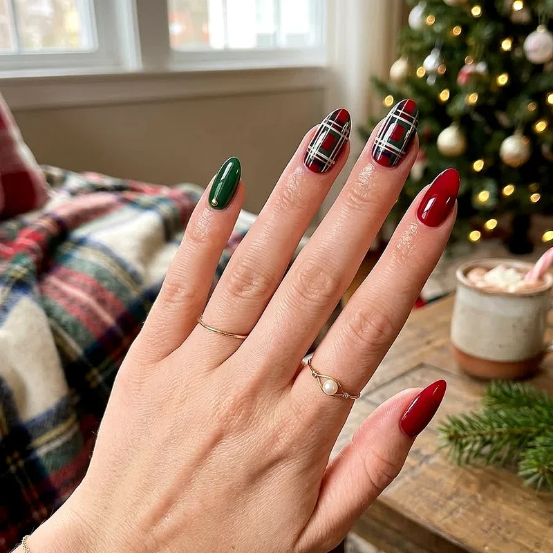 Preppy Christmas Nail Ideas