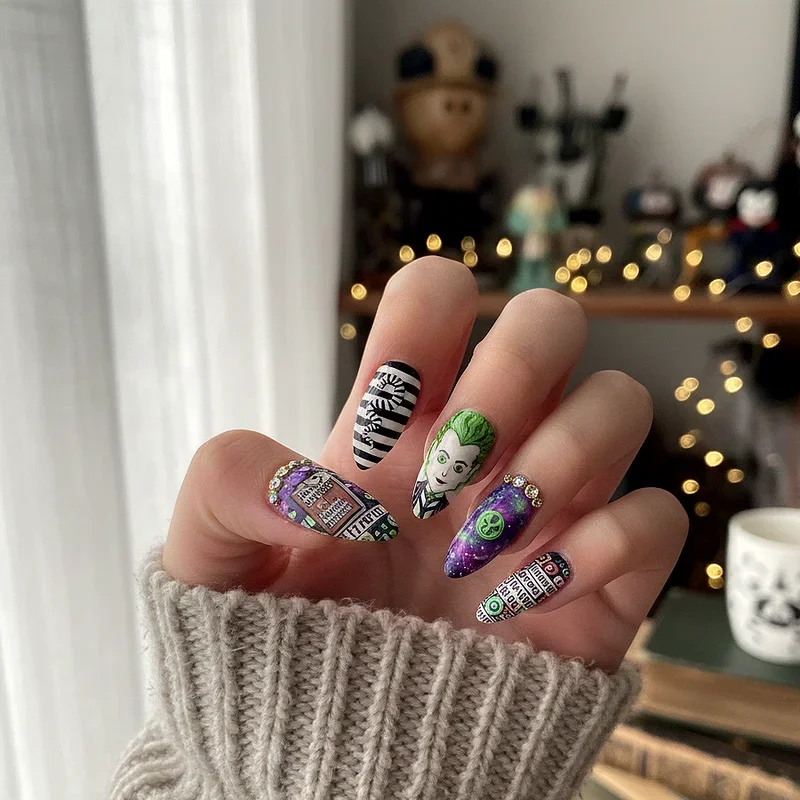 Beetlejuice Nail Ideas